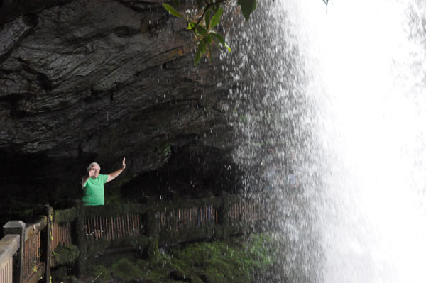 Lee Duquette under Dry Falls